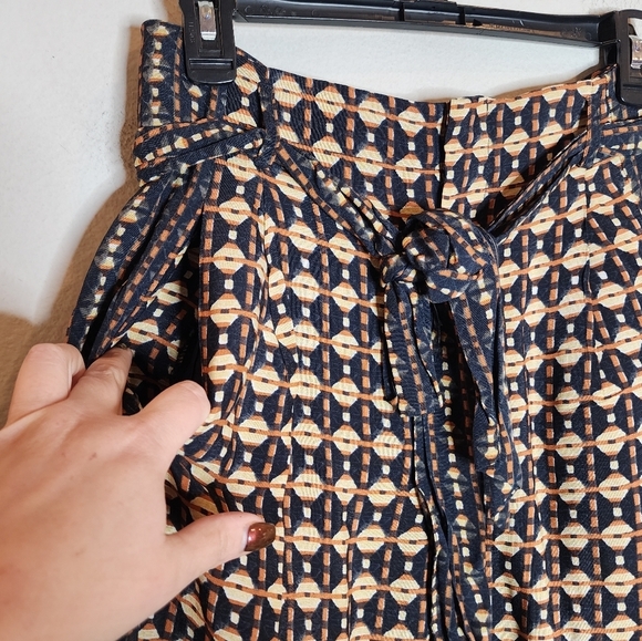 NWT Anthropologie Metzner Wide Leg Trousers Ett:twa Size 4 Geometric Belted - Picture 3 of 16